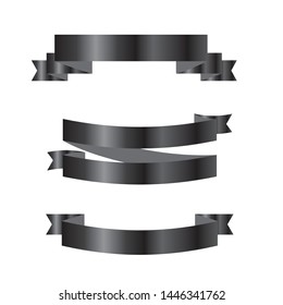Set of black ribbon banners. Vector illustration.