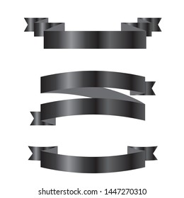 Set of black ribbon banners. Vector illustration.