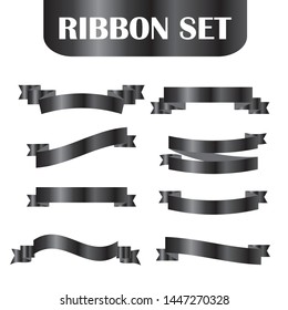 Set of black ribbon banners. Vector illustration.