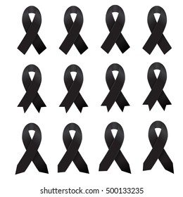 set of black ribbon on white background
