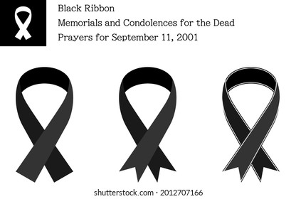Set of black ribbons, 3 patterns