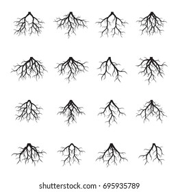 Set of Black Roots. Vector Illustration.