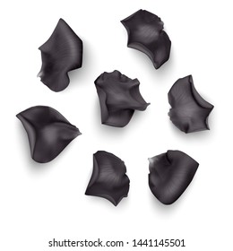 Set of Black rose petals , close-up on a white background can be used for design of romantic greetings. Vector Eps10 illustration