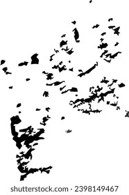 Set of black rough spots with torn sharp edges. Monochrome vector design element for overlay isolated on transparent background