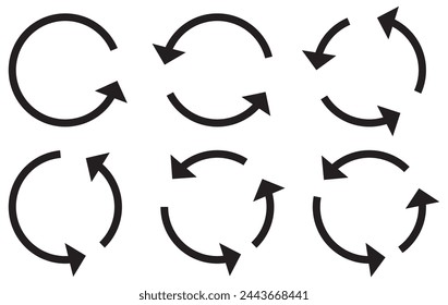 A set of black round arrows .Vector Icon Web Site Graphic. Recycle icon eps 10