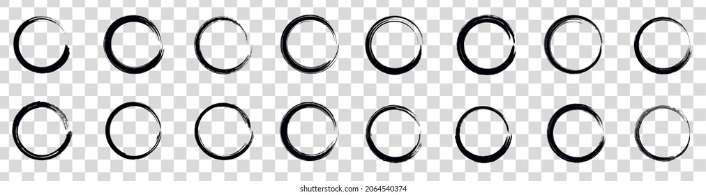 conjunto de banners redondos negros - colección de círculos de pincel sobre fondo transparente