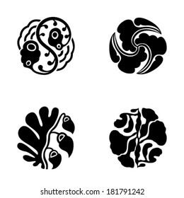 Set of black round pattern isolated on white background. Vector illustration