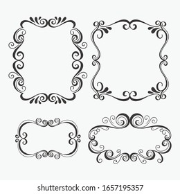 schwarze runde und quadratische Vintage-Rahmen, Design-Elemente