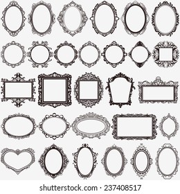 set of black round and square vintage frames, design elements