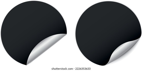 set of black round sticker banners - vector design element