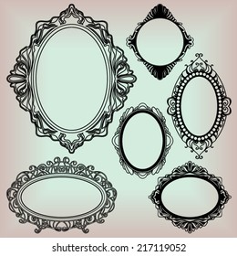 set of black round vintage frames, design elements
