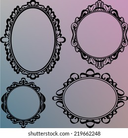 set of black round vintage frames