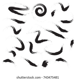 Set of black rounded splash isolated