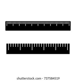 Set of black rulers with white scale. Vector illustration