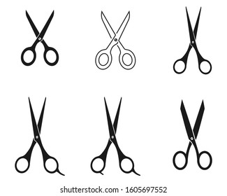 set of black scissors icon vector Illustration