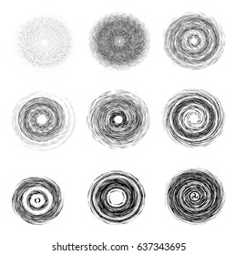 Set of black scribble circles isolated on the white background