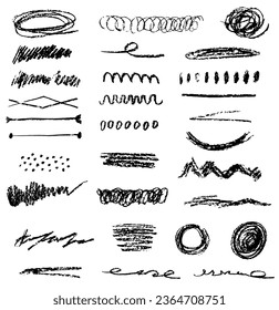 Satz schwarzer Schreibe. Schmutzige künstlerische Designelemente.