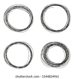 Set of black scribble hand drawn speech bubbles. Vector scribble frame collection design elements.