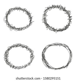 Set of black scribble hand drawn speech bubbles. Vector scribble frame collection design elements.