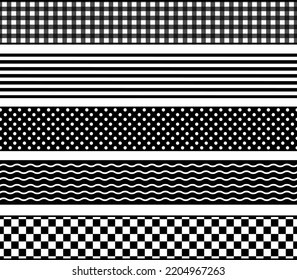 Set black seamless ribbons templates