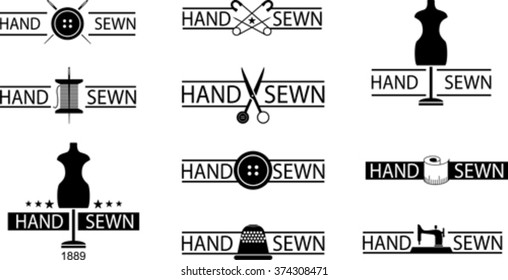 Set of black sewing emblem