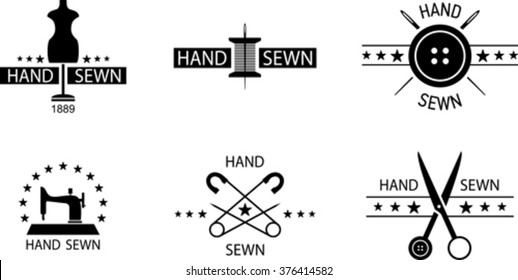 Set of black sewing emblem