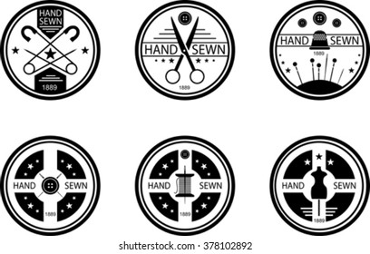 Set of black sewing emblem