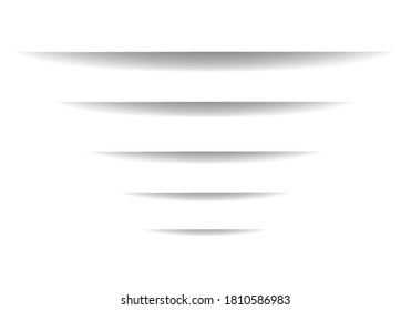 Set of black shadow for page tab dividers. Vector isolated on white background. Collection paper shadow effect.