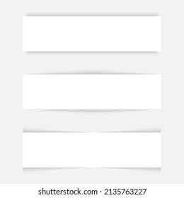 Set of black shadow for page tab dividers. Vector isolated on white background. Collection paper shadow effect.