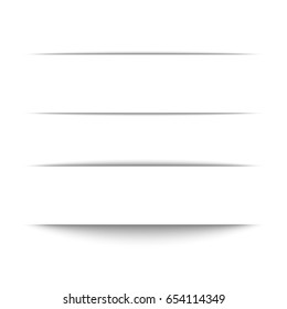 Set of black shadow for page tab dividers. Vector isolated on white background. Collection paper shadow effect. 