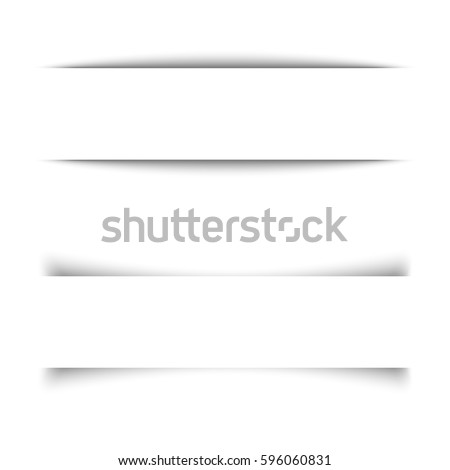 Set of black shadow for page tab dividers. Vector isolated on white background. Collection paper shadow effect. Text box, banner.