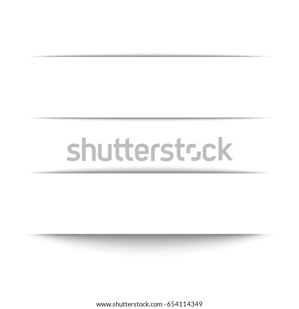 Set of black\
shadow for page tab dividers. Vector isolated on white background.\
Collection paper shadow effect.\

