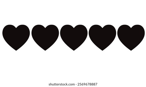 Set Black shape heart icon, vector set heart shape, lovers on Valentines day.