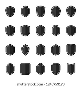 Set of black shield icon vectors