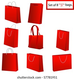 Set of black shopping bags. Vector illustration.