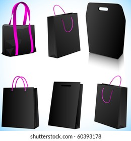 Set of black shopping bags. Vector