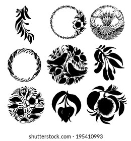 set of black silhouette