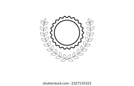 Set black silhouette circular laurel foliate, wheat and oak wreaths depicting an award, achievement, heraldry, nobility on white background. Emblem floral greek branch flat style