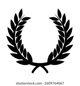 set black silhouette circular laurel foliate wheat.