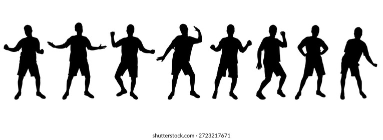 Conjunto de silhueta preta do homem dançarino. Ilustração vetorial
