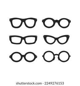 set of black silhouette glasses optic illustration