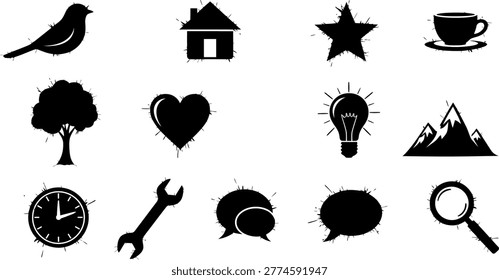 Set black silhouette icons