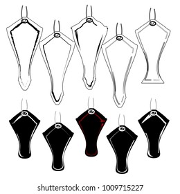set of black silhouette label price tag sticker banner isolated on white background