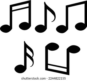 Juego de notas musicales de silueta negra Icono Diseño Ilustración vectorial