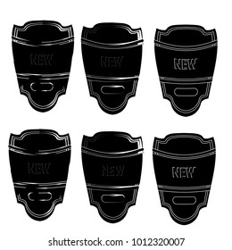 set of black silhouette new label sticker badge banner web isolated on white background