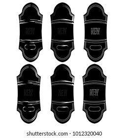 set of black silhouette new label sticker badge banner web isolated on white background