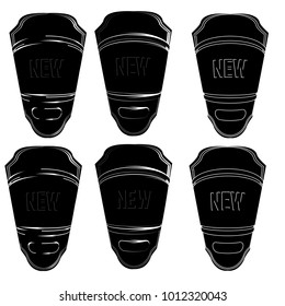 set of black silhouette new label sticker badge banner web isolated on white background