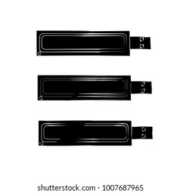 set of black silhouette usb flash disk icon illustration design vector