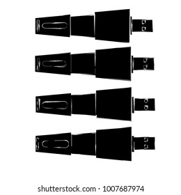 set of black silhouette usb flash disk icon illustration design vector