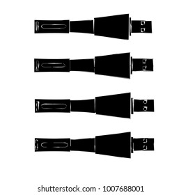 set of black silhouette usb flash disk icon illustration design vector
